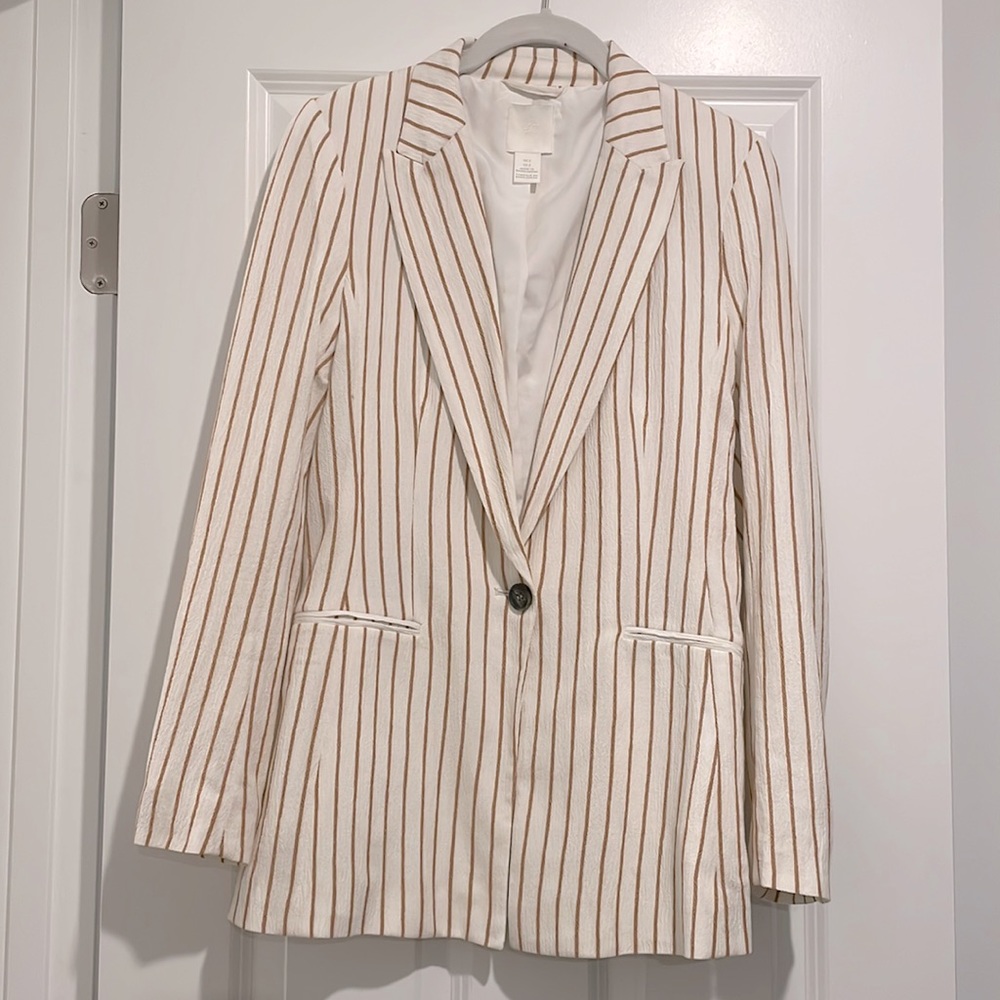 Blazer Linen tan/white